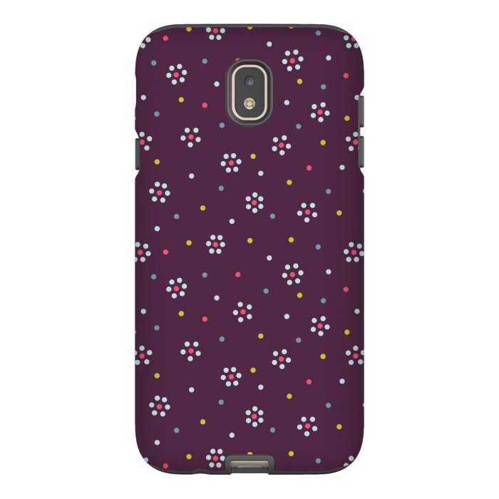 Galaxy J7 StrongFit Flowers Made Of Dots Pattern On Purple by Boriana Giormova