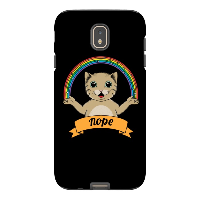 Galaxy J7 StrongFit Cat nope Black by Coffee Man