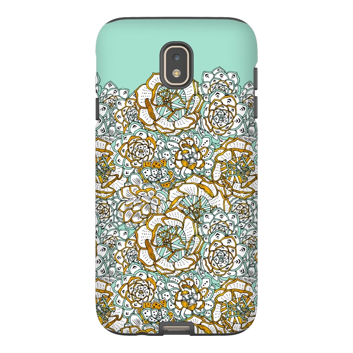 Galaxy J7 StrongFit Mint Succulents by Pom Graphic Design
