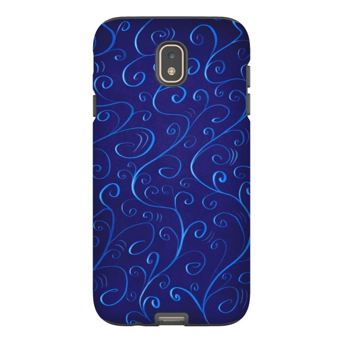 Galaxy J7 StrongFit Beautiful Glowing Blue Swirls by Boriana Giormova
