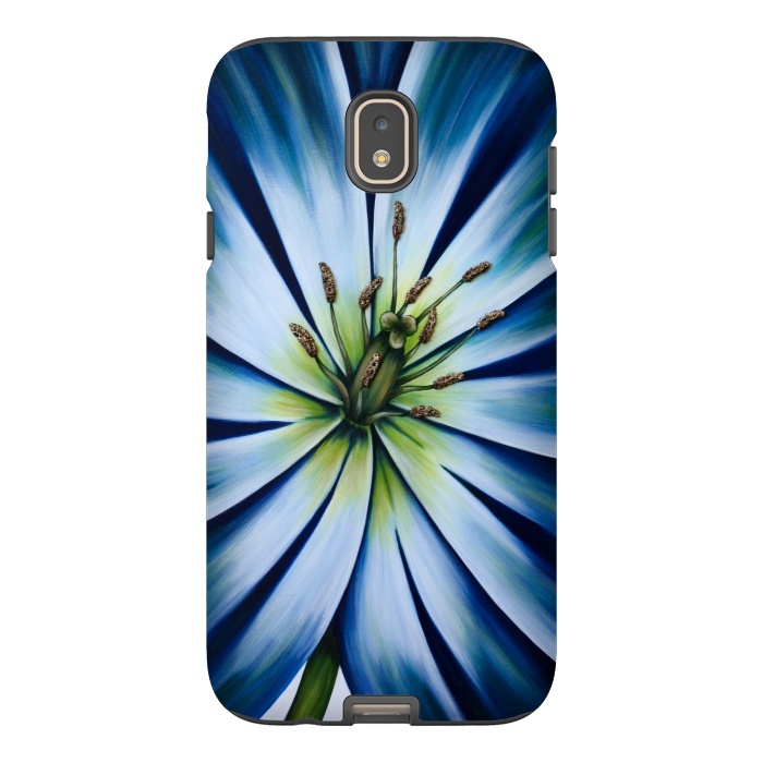 Galaxy J7 StrongFit Blue Tulip Flower by Denise Cassidy Wood