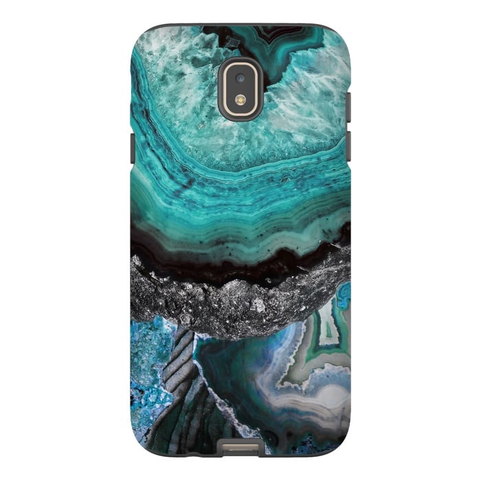 Galaxy J7 StrongFit Blue turquoise agate marble close up by Oana 