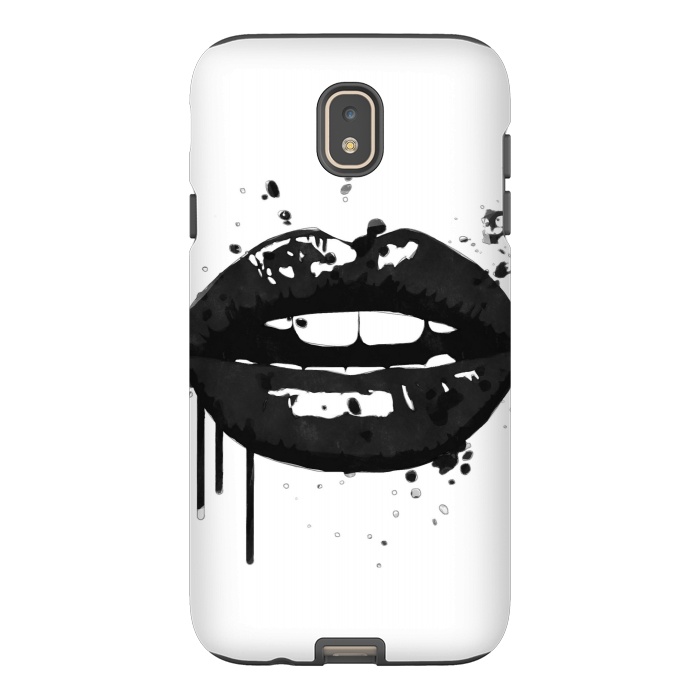 Galaxy J7 StrongFit Black Lips Fashion Illustration by Alemi
