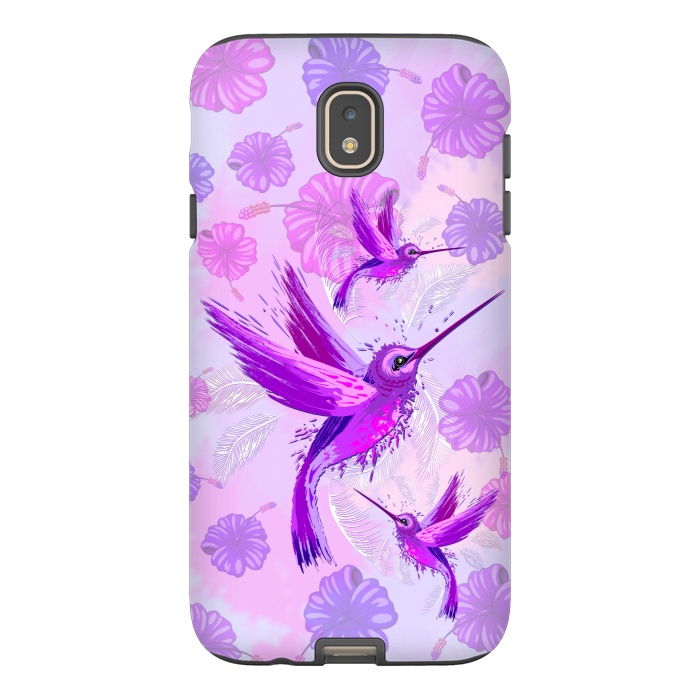 Galaxy J7 StrongFit Hummingbird Spirit Purple Watercolor  by BluedarkArt