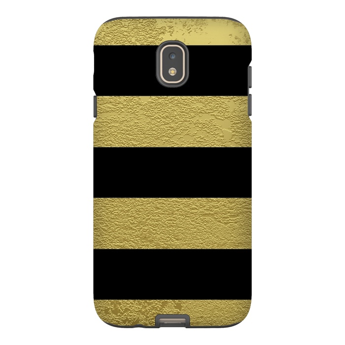 Galaxy J7 StrongFit Black and Gold Stripes by Alemi