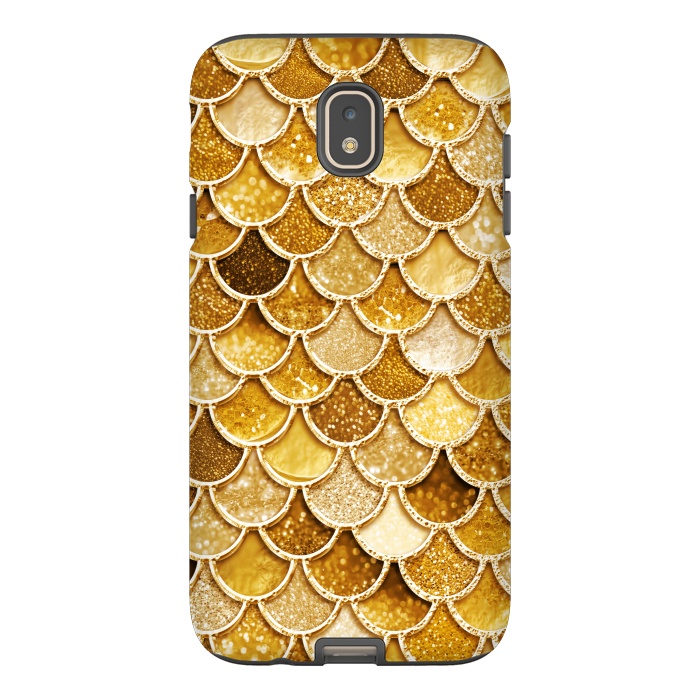 Galaxy J7 StrongFit Faux Gold Glitter Mermaid Scales by  Utart