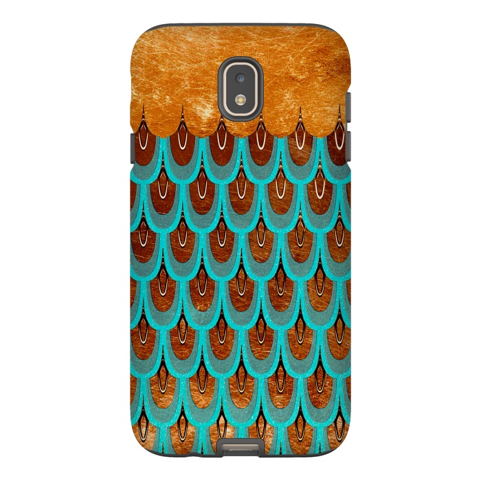 Galaxy J7 StrongFit Copper & Teal Gold Mermaid Scales by  Utart