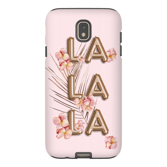 Galaxy J7 StrongFit LA LA LA - Fun Shiny Rose Gold Girly Flower Typography  by  Utart