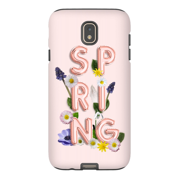 Galaxy J7 StrongFit SPRING - Flower Shiny Rose Gold Girly Flower Typography  by  Utart