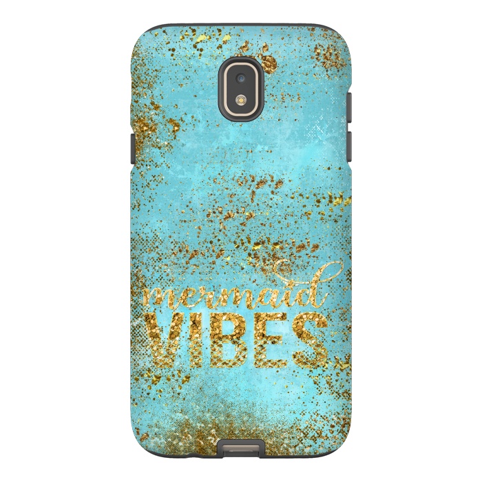 Galaxy J7 StrongFit Mermaid Vibes - Teal & Gold Glitter Typography by  Utart