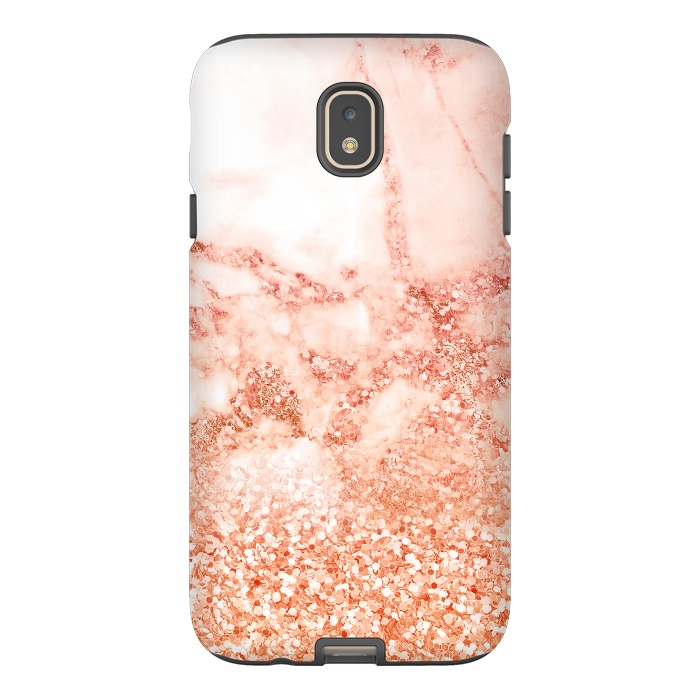 Galaxy J7 StrongFit Salmon Glitter Marble by  Utart