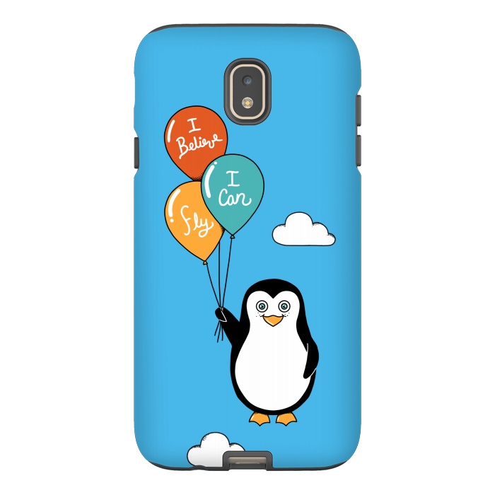 Galaxy J7 StrongFit Penguin I Believe I Can Fly by Coffee Man