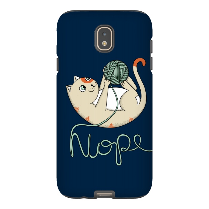 Galaxy J7 StrongFit Cat Nope Blue by Coffee Man