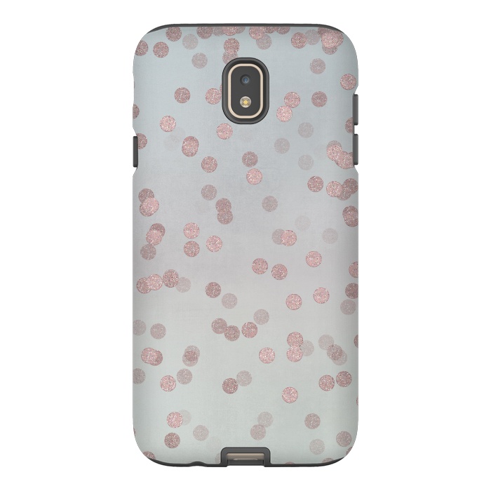 Galaxy J7 StrongFit Rose Gold Glitter Dots by Andrea Haase