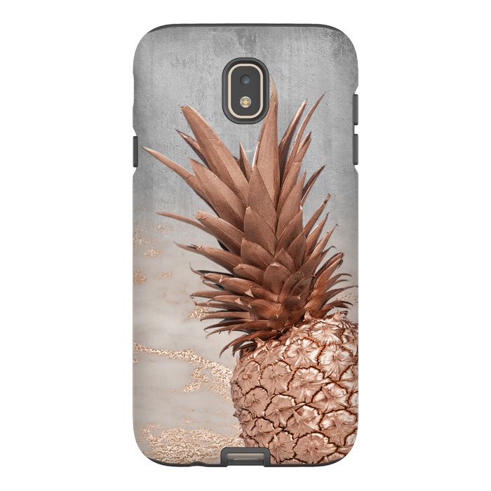 Galaxy J7 StrongFit Rose Gold Pineapple on Congrete by  Utart