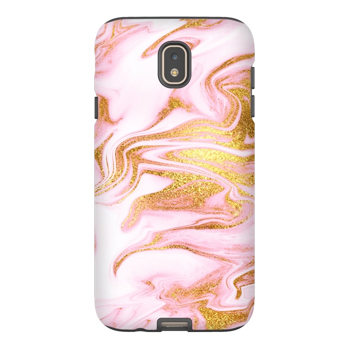 Galaxy J7 StrongFit Pink and gold Fluid Marble by  Utart