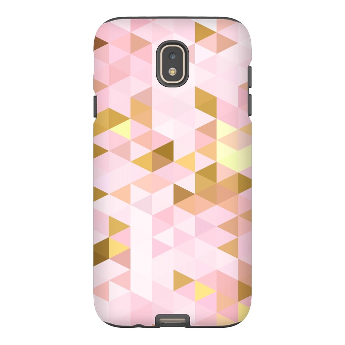 Galaxy J7 StrongFit Pink and Rose Gold Marble Triangle Pattern by  Utart