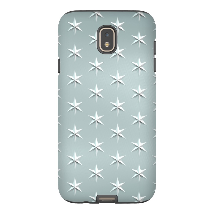 Galaxy J7 StrongFit Silver Stars On Teal Metal by Andrea Haase