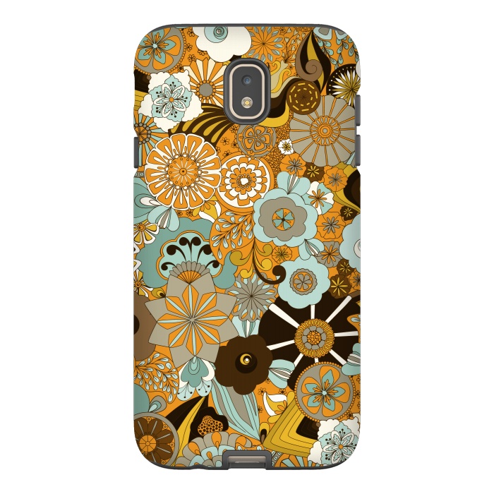 Galaxy J7 StrongFit Flowers, Flowers Everywhere Mustard and Blue by Paula Ohreen