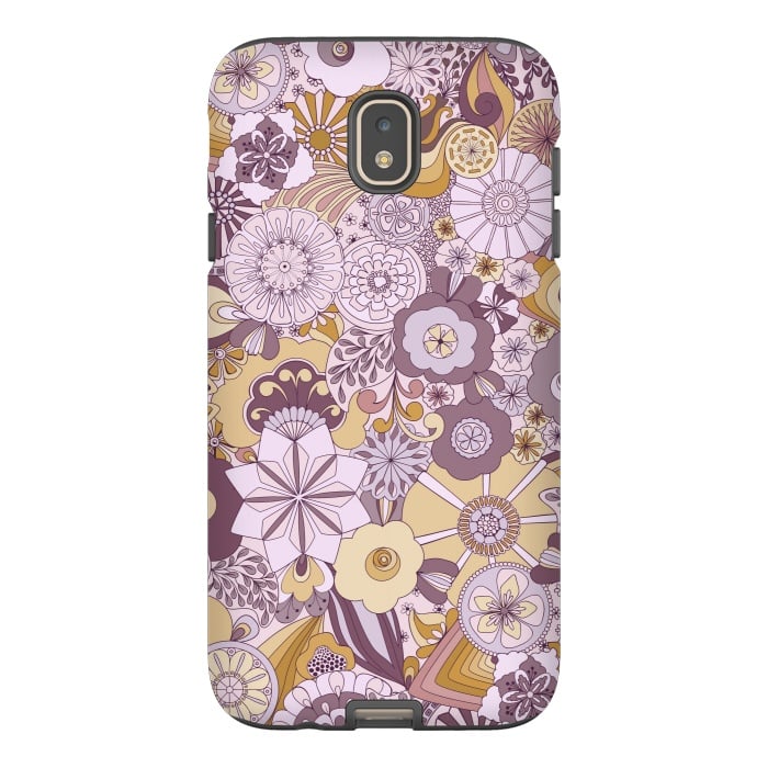 Galaxy J7 StrongFit Flowers, Flowers Everywhere Purple and Mustard by Paula Ohreen