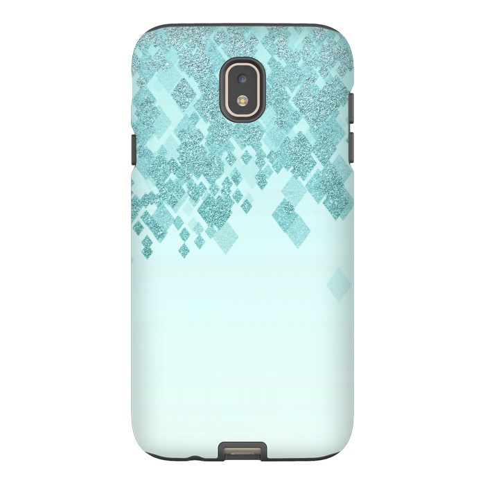 Galaxy J7 StrongFit Turquoise Faux Glitter Diamonds by Andrea Haase