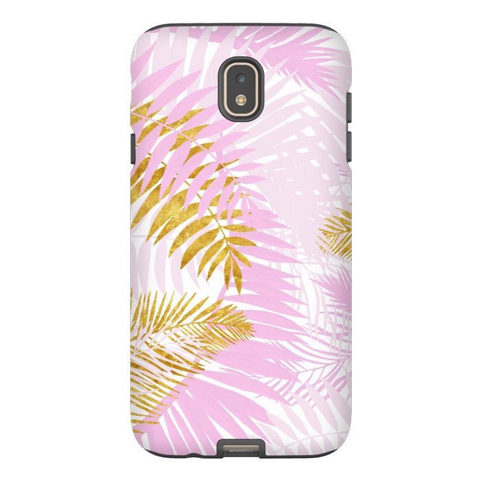 Galaxy J7 StrongFit Pink and Gold Palm Leaves by  Utart