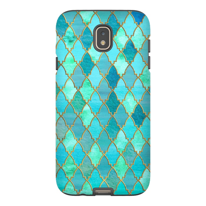 Galaxy J7 StrongFit Teal Moroccan Shapes Pattern  by  Utart