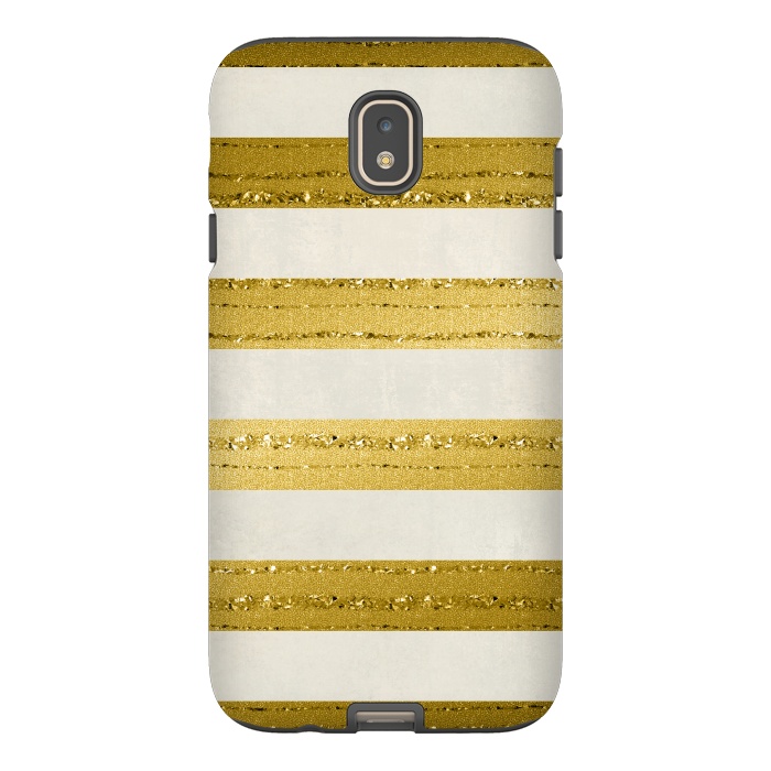 Galaxy J7 StrongFit Golden Glitter Lines On Cream by Andrea Haase