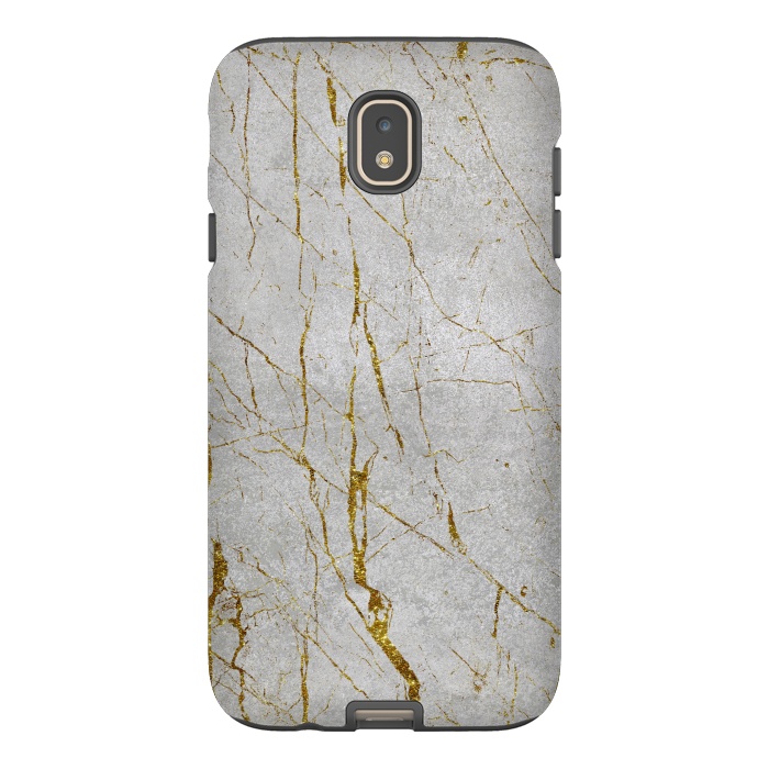 Galaxy J7 StrongFit Golden Marble Veins On Concrete 2 by Andrea Haase