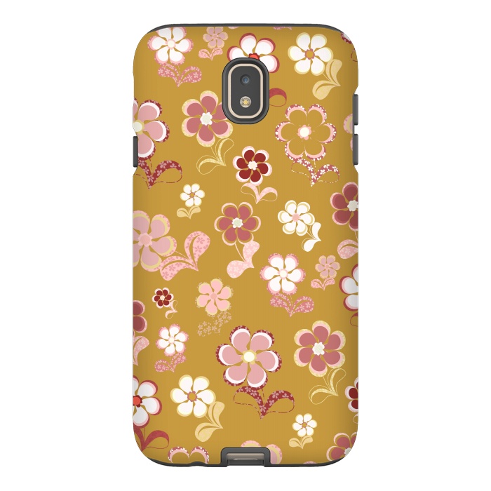 Galaxy J7 StrongFit 60s Flowers in Mustard and Pink by Paula Ohreen