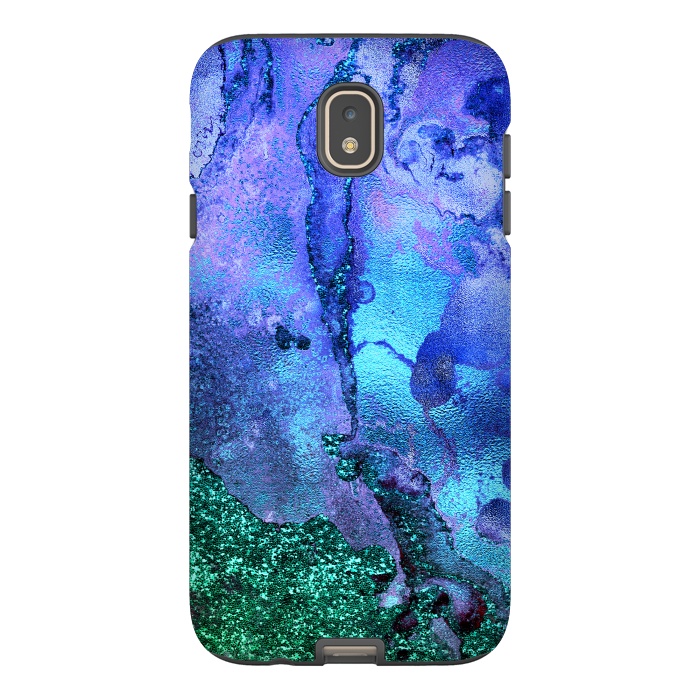 Galaxy J7 StrongFit Blue and Green Glitter Ink Marble by  Utart