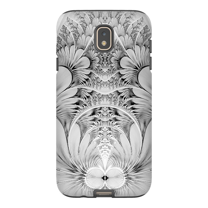 Galaxy J7 StrongFit Grey White Florish Fractal by Andrea Haase
