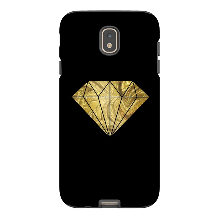 Galaxy J7 StrongFit Golden Diamond  Faux Glitter On Black by Andrea Haase