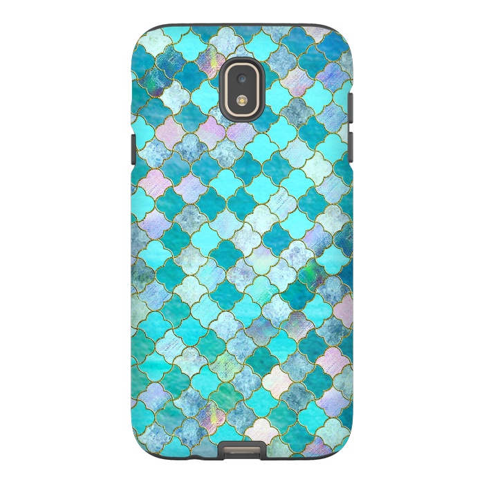 Galaxy J7 StrongFit Multicolor Teal Moroccan Shapes Pattern  by  Utart