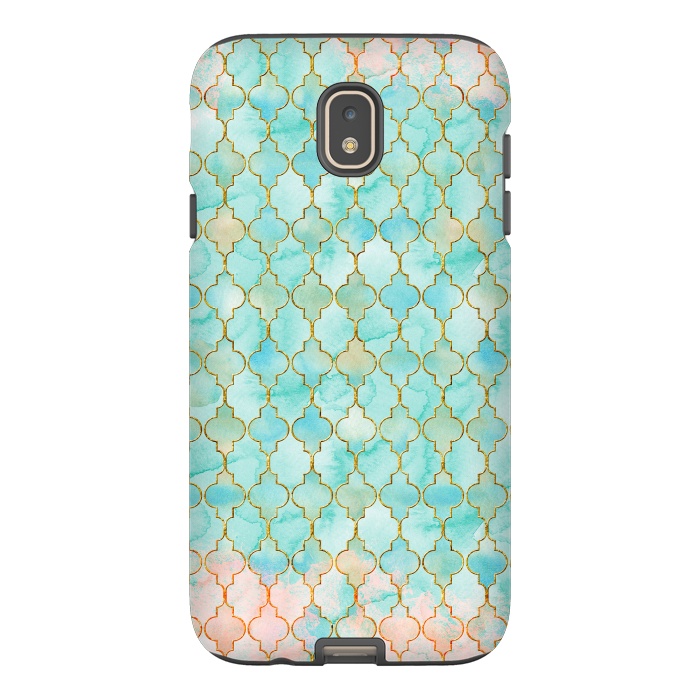 Galaxy J7 StrongFit Multicolor Teal Pink Moroccan Shapes Pattern  by  Utart