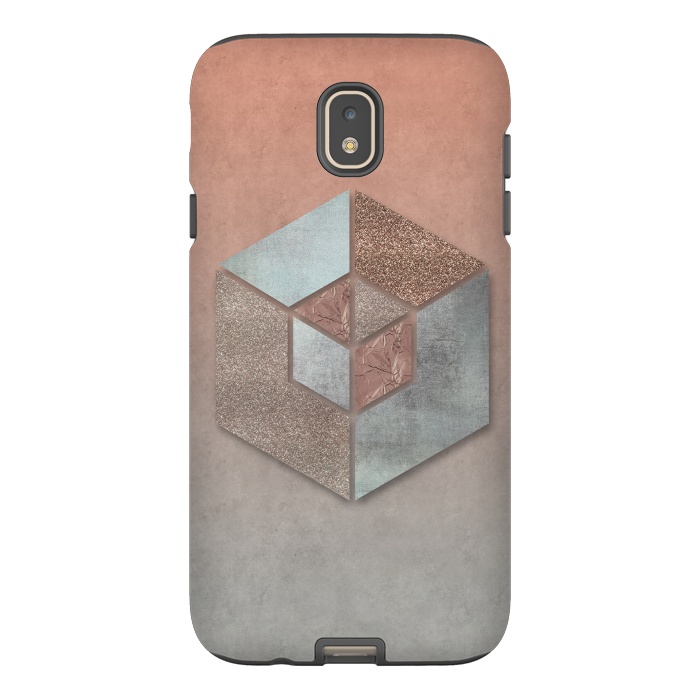 Galaxy J7 StrongFit Copper Gray Hexagon by Andrea Haase