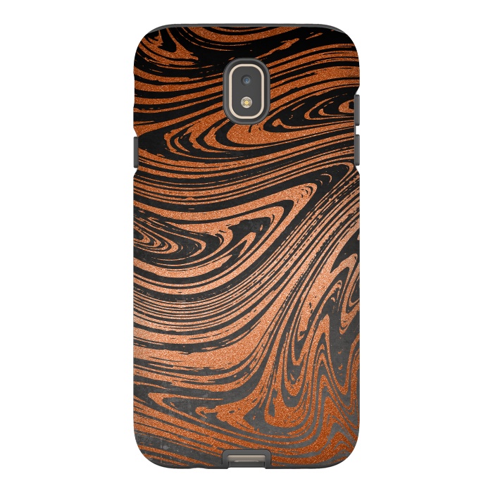 Galaxy J7 StrongFit Copper Black Faux Marble 2 by Andrea Haase
