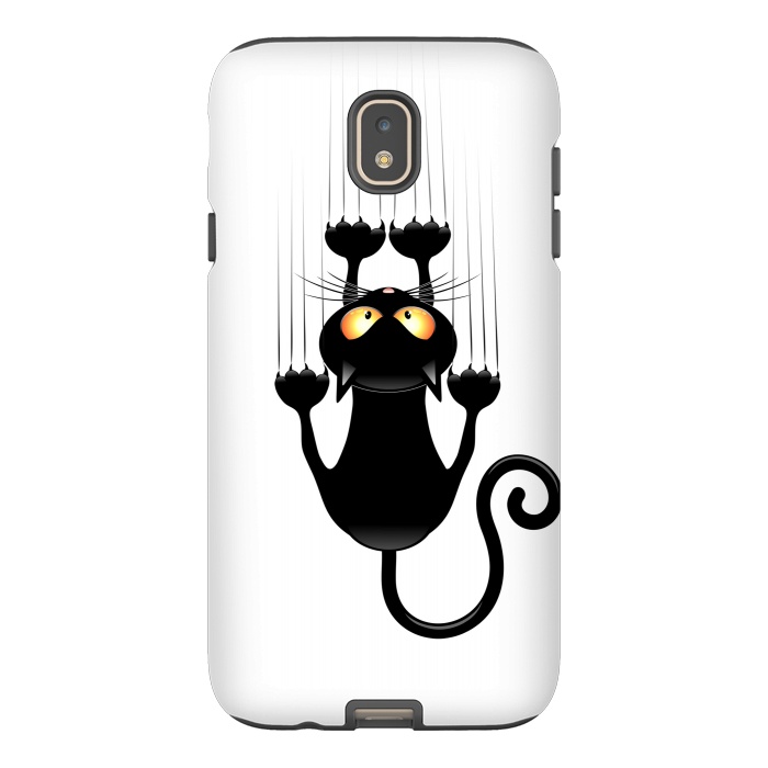 Galaxy J7 StrongFit Fun Cat Cartoon Scratching Wall by BluedarkArt