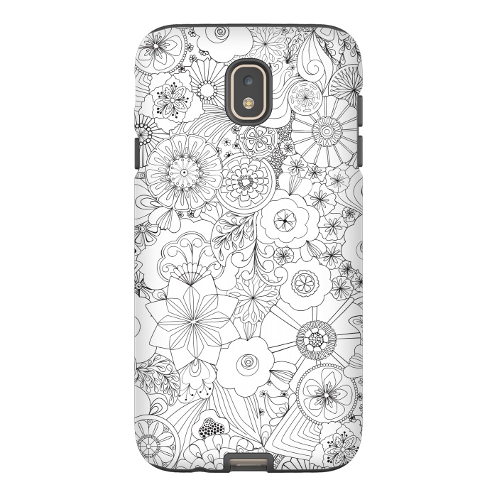 Galaxy J7 StrongFit 70s Blooms in Black and White by Paula Ohreen