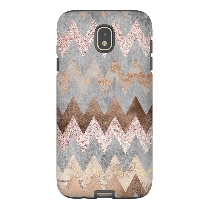 Galaxy J7 StrongFit Rose Gold Marble Chevron by  Utart
