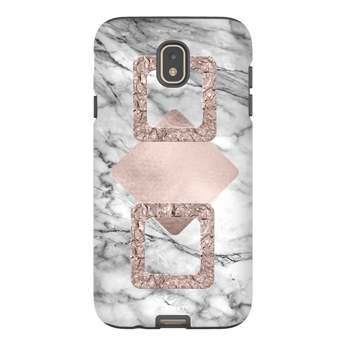 Galaxy J7 StrongFit Rose Gold Geometric Shapes on Marble by  Utart