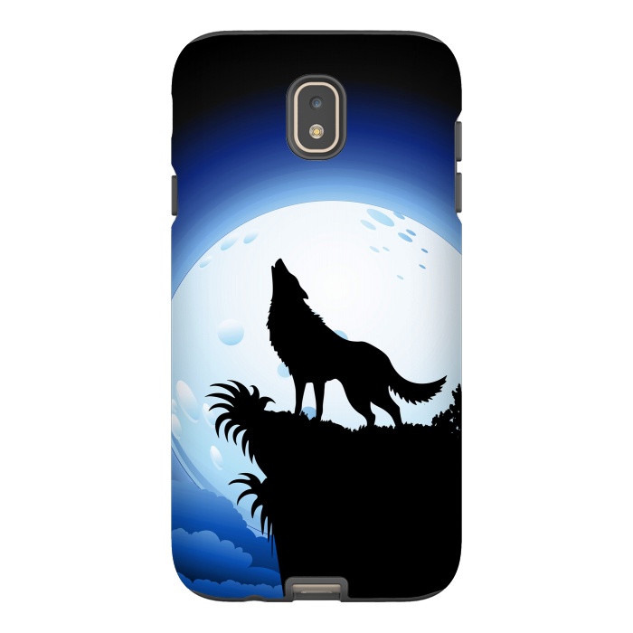 Galaxy J7 StrongFit Wolf Howling at Blue Moon by BluedarkArt