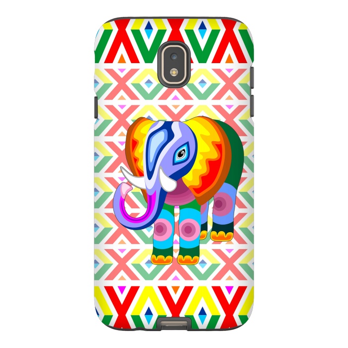 Galaxy J7 StrongFit Elephant Rainbow Colors Patchwork by BluedarkArt