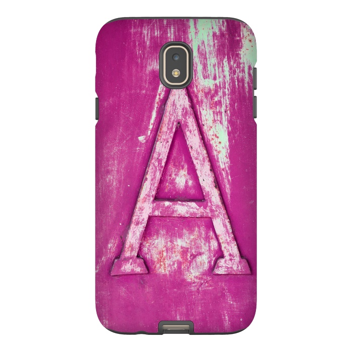 Galaxy J7 StrongFit Grunge Style Pink Letter A by Andrea Haase