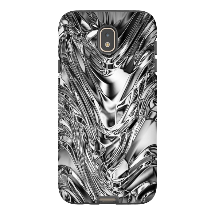 Galaxy J7 StrongFit Silver Aluminium Molten Metal Digital Texture by BluedarkArt