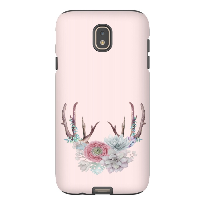 Galaxy J7 StrongFit Bohomian Art- Antlers Flowers and Cactus by  Utart