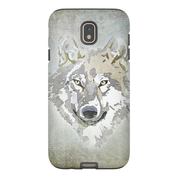 Galaxy J7 StrongFit Wolf Head Watercolor Art 2 by Andrea Haase