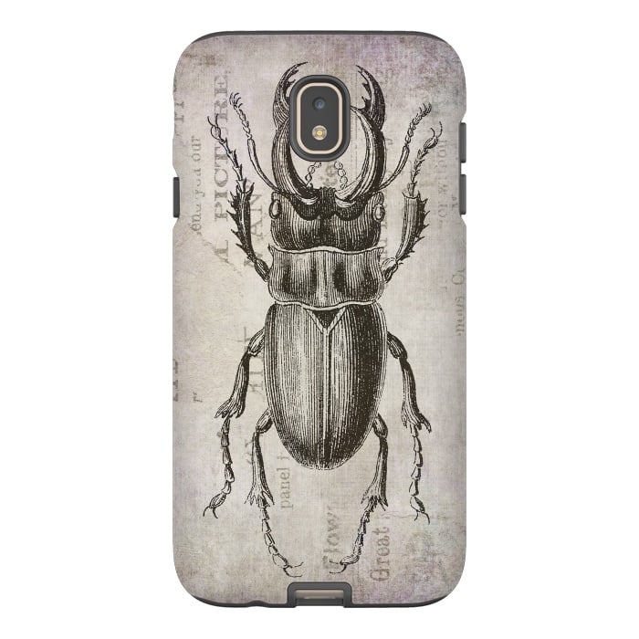 Galaxy J7 StrongFit Stag Beetle Vintage Mixed Media Art by Andrea Haase