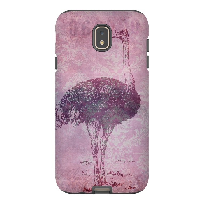 Galaxy J7 StrongFit Vintage Pink Ostrich Art by Andrea Haase
