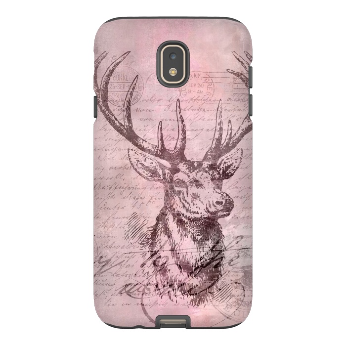 Galaxy J7 StrongFit Vintage Deer Pastel Pink by Andrea Haase